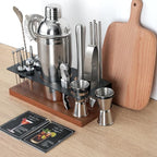 23-Piece Bartender Kit, Cocktail Shaker Set with Stand | Bar Set Drink Mixer Set with All Essential Bar Tools: Martini Shaker,Bar Mixer Spoon, Jigger, Strainer, Muddler, Pourers, for Home, Bar, Party