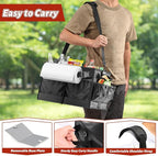 Lorbro Grill Caddy, BBQ Caddy with Paper Towel Holder, Utensil Caddy with Condiment Pocket, Collapsible Picnic Basket Camping Gear Must Haves for Outdoor, Gift, Grilling Tool, Barbecue, RV, Black