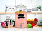 2 Gallon Beverage Dispenser with Stainless Steel Spigot + Marker & Chalkboard 100% Leakproof Glass Drink Dispenser for Parties with Spout, Airtight Beverage Serveware for Water Juice Laundry