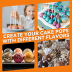 Baker's Friend Cake Pop Maker Machine Set with Cake Pop Stand, Sticks & Fork Tool, 12 Cake Pops Capacity, Aquamarine