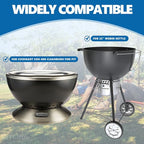 SafBbcue Cast Iron Griddle & Grate for Weber 22" Kettle Charcoal Grill Accessories, Foldable Cooking Grate & Griddle for Cuisinart CHA-830 Cleanburn Fire Pit Cook Top, Outdoor Campfire BBQ Parts