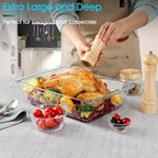 NUTRIUPS 5.7QT Rectangular Deep Glass Baking Dish, Large Glass Baking Pan for Oven, Clear Bakeware Deep Casserole Dish