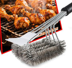 Grill Brush and Grill Brush for Outdoor Grill ，Scraper Extra Strong BBQ Cleaner Accessories Safe Wire Bristles Barbecue Triple Scrubbers Cleaning Brush for Gas/Charcoal Grilling Grates Wizard Tool