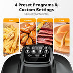 AIRMSEN Potable Glass Air Fryer Non-Toxic, 4.8QT & 1.3QT, 4 Presets & Manual Control, 140–450℉ Precise Heat, 95% Less Oil, Auto-Pause & Resume, Microwave & Dishwasher Safe