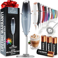 Zulay Kitchen Powerful Milk Frother Wand With 4 AA Duracell Batteries - Ultra Fast Handheld Drink Mixer - Electric Whisk Foam Maker for Coffee, Lattes, Cappuccino, Matcha & Creamer - Storm Blend
