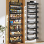 Pantry Door Organizers and Storage, 8-Tier Large Metal Heavy-Duty Frame Over the Door Spice Rack, 2 in 1 Wall-Mounted or Hanging shelf for Kitchen, Bathroom, Laundry Room, Bedroom, Closet &Nursery