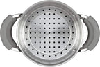 Rachael Ray Brights Sauce Pot/Saucepot with Steamer Insert, 3 Quart, Two-Tone Sea Salt Gray