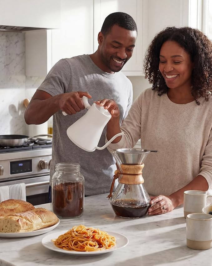 AGOGO Pour Over Coffee Maker Glass - Barista Kit with 304 Stainless Filter for Home, Office, Camping, Cafes - Easy Clean Coffee Dripper Set (Soft Towel&Brush) (28oz Diamond Design w/SS Filter)