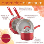 Rachael Ray Create Delicious Aluminum Nonstick Steam Set, 3-Quart, Red Shimmer
