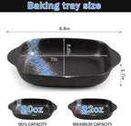 2-Pack Ceramic Au Gratin Baking Dishes with Handles, 8.7" Rectangular Small Casserole Dishes for Oven, Black Blue Glaze Mini Baking Dish Set, 16 oz Individual Serving Bakeware
