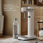 Aarke Carbonator lll with CO2 Cylinder, Sparkling & Carbonation Water Machine, Stainless Steel with PET BPA-Free Reusable Bottle Volume 1L/34 fl oz (Matte White)