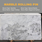 Koville African Natural Marble Rolling Pin, Non-Stick Polished Dough Roller, Pasta, Dumpling, Fondant, Pie Crust, Bread, Pizza Dough, Kitchen Baking Pastry Tools with Mat/Scraper(Grigio Fantasy)