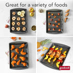 GoodCook 15” x 10.5” Nonstick Carbon Steel Baking Pan & Raised Wire Rack – Pizza Crisper,Crispy Bacon,Multipurpose Cooking Sheet Pan,Cooling Rack,Kitchen Cookware Set,Dishwasher Safe,(Pack of 12)