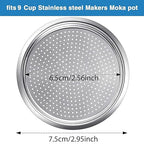 Moka Express Replacement Funnel Kit, 3 Packs Gasket Seals, 1 Stainless Steel Funnel with 1 Pack Stainless Filter (9-Cup)