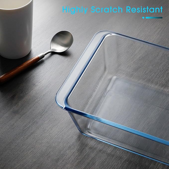 NUTRIUPS 3.7QT Rectangular Deep Glass Baking Dish, Glass Baking Pan for Oven, Clear Bakeware Deep Casserole Dish(3.7QT)