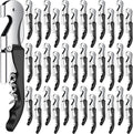 Waiter Corkscrew Wine Openers Heavy Duty Hinges Wine Key Bottle Opener All in One Double Hinged Waiter's Corkscrew with Foil Cutter Wine Tools for Bartenders Servers Sommelier (Black, 60)