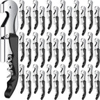 Waiter Corkscrew Wine Openers Heavy Duty Hinges Wine Key Bottle Opener All in One Double Hinged Waiter's Corkscrew with Foil Cutter Wine Tools for Bartenders Servers Sommelier (Black, 60)
