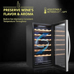 SCHMÉCKÉ 28 Bottle Compressor Wine Cooler Refrigerator w/Lock - Large Freestanding Wine Cellar For Red, White, Champagne or Sparkling Wine - 41f-64f Digital Temperature Control Fridge Stainless Steel