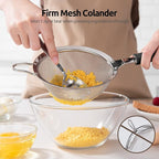 18/8 Stainless Steel Mesh Strainer: U-Taste 5.5 Inch Kitchen Fine Mesh Sieve Food Colander with Riveted Sturdy Silicone Handle and 30 Mesh Hole for Straining Flour, Pasta, Fruit, Quinoa (Black)