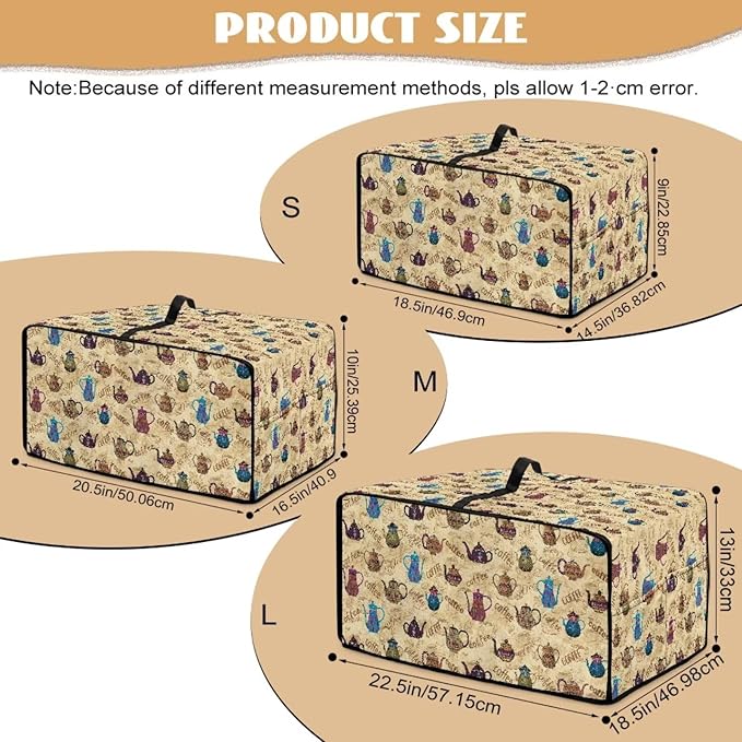 Coffee Kettle Print Toaster Oven Dust Cover, Fingerprint Protectors and Greasy Protection Machine Washable Universal Toaster Oven Protector for Kitchen, (Small-14.5*18.46*9 inches)