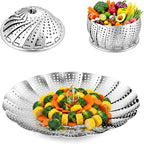 Sayfine Vegetable Steamer Basket, Premium Stainless Steel Veggie Steamer Basket for cooking - Folding Expandable Steamers to Fits Various Size Pot (Large(6" to 10.5")