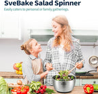 Stainless Steel Salad Spinner, 4.8 Qt Vegetable Washer, BPA-Free Lettuce Dryer with Crank Design, Dishwasher Safe, Non-Slip Base - Transparent Lid