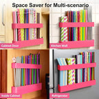 9.5” Large Acrylic Straw Holder for Cabinet Door, Reusable Adjustable Two-Part Straws Organizer with Ultra Sticky Adhesive Strips, 2026 Straw Storage for Kitchen Cupboard (Hot Pink)