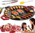2026 Upgraded 12/14/16in Non-Stick Electric Indoor Grill Pan,Large Round Electric Griddle & Smokeless Korean Bbq Grill Indoor,Fast Heating,For Bbq,Pancakes,Steaks,Burger (16in)