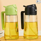 2-in-1 Oil Sprayer and Dispenser for Kitchen- 2 x 16 oz Pack, Never Drip Design, Precise Oil Control for Air Fryer, Roasting, Grilling, Barbecue and Salad. (Black, Green)