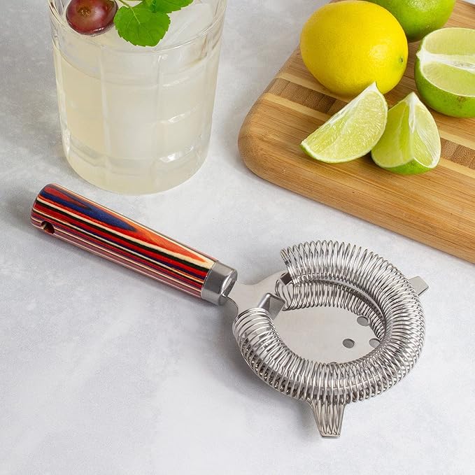 Totally Bamboo Baltique Marrakesh Collection Hawthorne Cocktail Strainer, Stainless Steel Bar Strainer