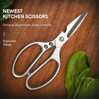 8.5" Kitchen Scissors for Food Chef Scissors Heavy Duty Culinary Scissor Full Metal Professional Sharp Kitchen Shears for Cooking Chicken Meat Pizza, Silver
