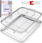 Air Fryer Basket for Oven, 15.6" x 11.6" Large Air Fryer Tray and Pan with 30 PCS Parchment Papers, Stainless Steel Oven Air Fryers Basket and Air Fryer Pan Rack for Cooking Baking and Broiling