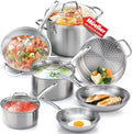 Mueller Pots and Pans Set 11-Piece, Ultra-Clad Pro Stainless Steel Cookware Set, Ergonomic and EverCool Stainless Steel Handle, Includes Saucepans, Skillets, Stockpot, Saute Pan, Steamer
