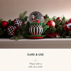 MACKENZIE CHILDS Snow Globe, Christmas Decor for Living Room, Check It Out Teacup