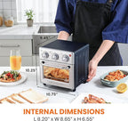 Elite Gourmet Compact 8.5Qt Air Fryer Oven – Mini Countertop Air Fryer with Adjustable Time & Temperature Controls, 800W, Includes Air Fry Basket, Bake Pan & Recipes, Stainless Steel