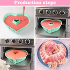 HUAKENER 2 Pack Heart Fluted Cake Pan, 9 Inch Heart Cake Molds, Nonstick Silicone Cake Molds