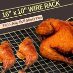 BRIOUT Cooling Rack for Baking, 16x10 Inches Baking Rack, Thick Wire Cookie Rack for Cooking, Roasting, Grilling, Drying, Oven Safe, Fits Half Sheet Pan, Gold