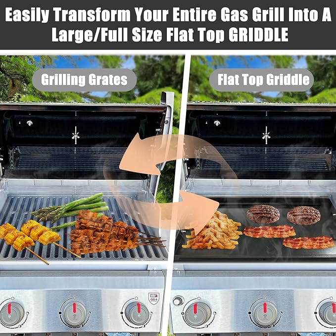 SafBbcue 97888 Full Size Griddle Inserts for Monument 24367 24633 13892 17842 35633 41847NG Grill Flat Top Griddle for Monument Replacemnt Parts 35633G 35633B D405 D425, Carbon Steel