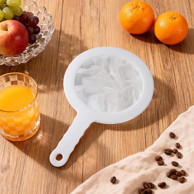 Fine Mesh Strainer with Handle, 80/120 Mesh, 2 Pack, Plastic Fine Strainer for Liquids, Small Colander for Kitchen, Nylon Sieve for Nut Milk, Yogurt, Juice, Coffee, Honey, Tea Leaf Filter