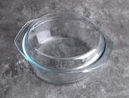 Round Tempered Glass Casserole Dish with Lid, Glass Casserole Baking Dish for Oven, Freezer and Dishwasher Safe - 2.5QT