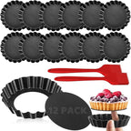 12 Pack Mini Tart Pans, 4.72 Inch Tart Pan with Removable Bottom, Mini Tart Pans for Baking Nonstick Quiche Pan Heavy Duty Fluted Side for Pies Mousse Cakes Dessert