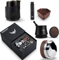 Walnut Espresso Set - 58mm Espresso Tools, Blind Coffee Shaker, 30lb Tamper, Coffee Leveler, Handleless Milk Pitcher, Dosing Cup and RDT Sprayer