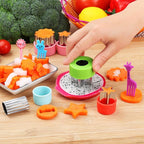 Vegetable Cutter Shapes Set, 24pcs, Mini Cookie Cutters Set Fruit Cookie Pastry Stamps Mold with 30pcs Food Picks and Forks -for Kids Baking and Food Supplement Tool Accessories