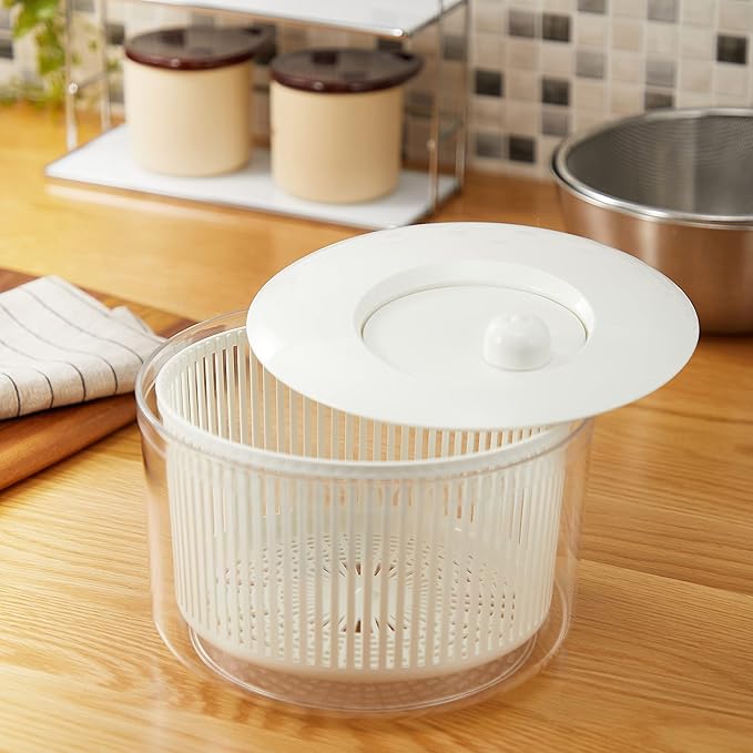 Yamaken Kogyo Vegetable Drainer, Salad Spinner, Crunchy Salad, Medium, Made in Japan