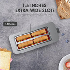 Geek Chef Toaster 4 Slice, 1.5" Touch Screen Extra Wide Slots for Bagels & Waffles, 6 Browning Levels, Timer, Reheat, Defrost, Cancel Function, Auto Shut-Off, Removable Crumb Tray, Stainless Steel