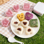 Pink Onigiri Mold Set, 8 PCS Musubi Press Mold Kit for Lunch Bento and Home Party DIY, Non Stick Rice Ball Sushi Mold for Kitchen Family Food Lovers Gifts Christmas