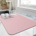 HotLive Dish Drying Mat for Kitchen Counter, Heat Resistant Drainer Mats with Non-slip Rubber Backed, Hide Stain Kitchen Super Absorbent Draining Mat, Easy to Clean Dish Rack Pad, Pink 18"x28"