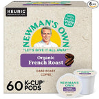 Newman's Own Organic French Roast Coffee, Keurig Single Serve K-Cup Pods, Dark Roast Coffee, 60 Count, (6 Packs of 10)