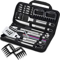ROMANTICIST 27pcs Heavy Duty Grilling Gifts for Men Dad Fathers Day, Extra Thick BBQ Accessories Tools Set, Stainless Steel Grill Utensils Kit with Meat Claws, Canvas Bag for Outdoor Camping Silver