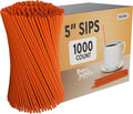 Disposable Plastic Coffee Stirrer Straw - 5 Inch Sip Stir Stick (1000, Orange)